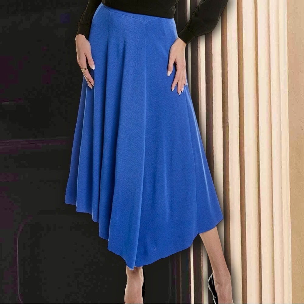 NWT Lafayette 148 New York Royal Blue Asymmetric Hem A-Line Skirt O/S (Size L)